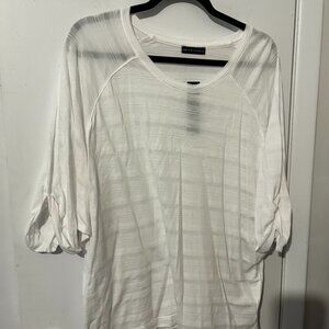 NWT NALLY & MILLIE WHITE TEXTURE BLOUSE 3/4 Sleeves SZ M